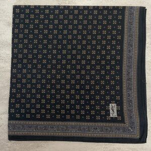 Yves Saint Laurent Elegant Black and Gold Pocket Square cotton
